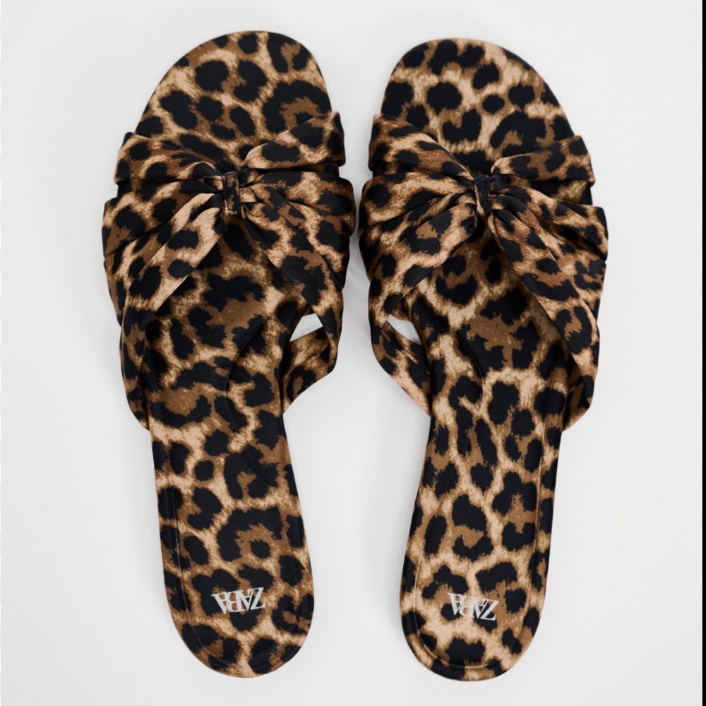 Zara animal print knotted sandals